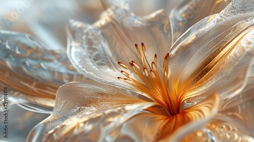 Frozen Elegance  Frost-kissed tiger lily petals shimmer with a golden hue  capturing the ethereal beauty of winter s touch.