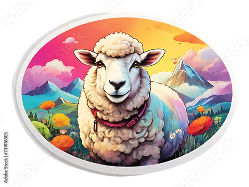 high quality sheep stickers design  with white border Detailed illustration