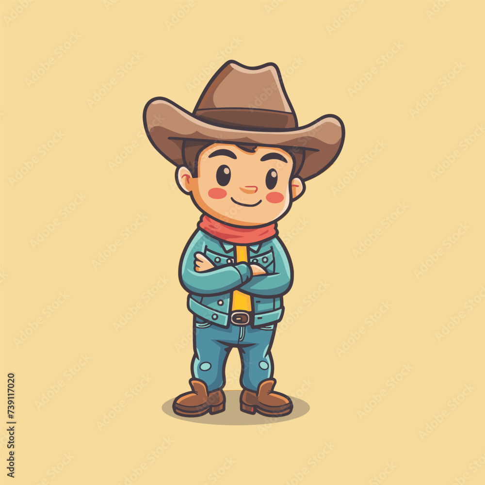 Cute character wild west cowboy vector cartoon Cute character wild west cowboy vector cartoon