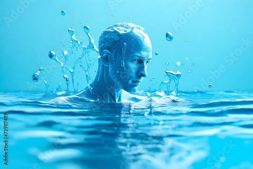 3d man made from splash of liquid