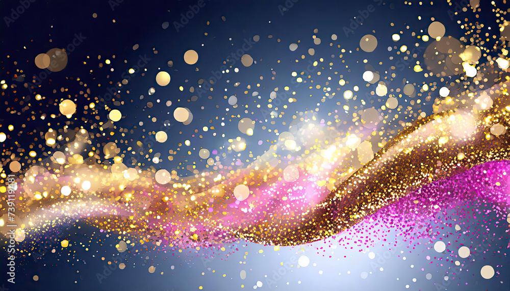 Obraz premium Abstract background with gold particle, Christmas Golden light shine particles Bokeh Effect Holiday Glitter, Generated AI