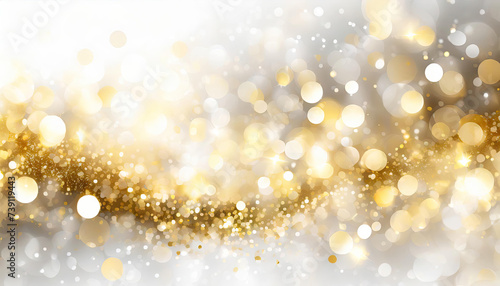 Abstract background with gold particle, Christmas Golden light shine particles Bokeh Effect Holiday Glitter, Generated AI