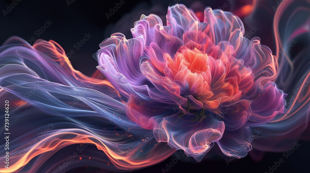 Fototapeta premium Cosmic Euphoria: Peony's bloom exudes an ethereal euphoria, reminiscent of the cosmic dance of nebulae.
