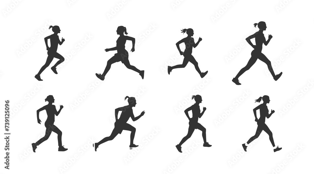 Naklejka premium set of silhouettes of running athletes