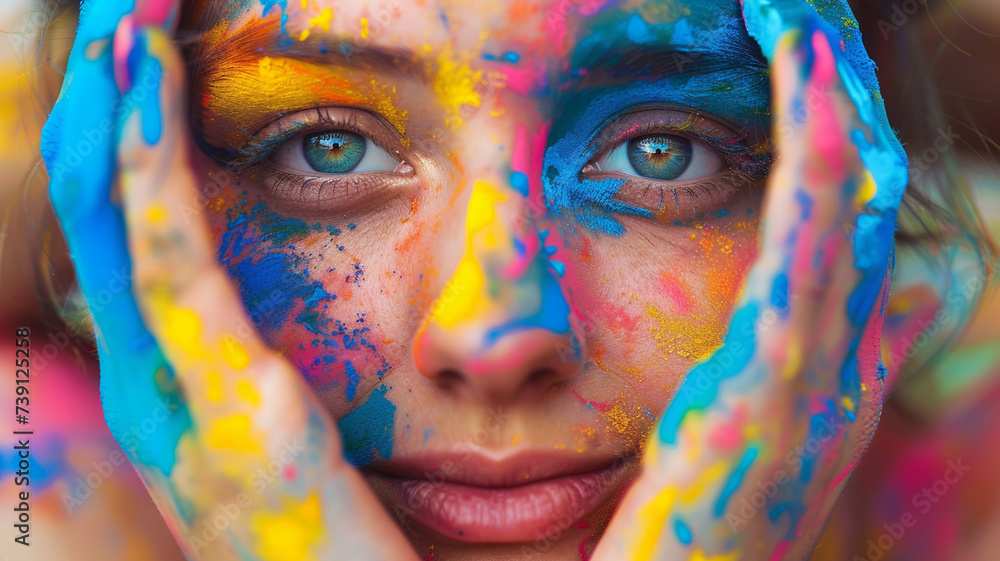 Obraz premium Beautiful woman's face with bright colors