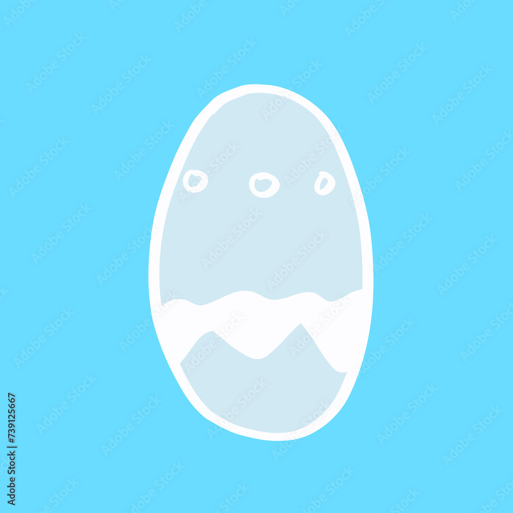 raster illustration of an Easter egg, hand-painted soft blue with a white outline and circles raster illustration of an Easter egg, hand-painted soft blue with a white outline and circles