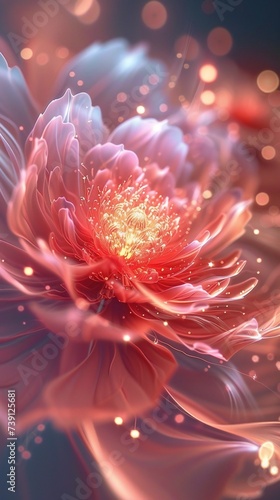 Galactic Luminescence: Peony's luminescent petals glow with the light of distant stars, their brilliance enchanting.