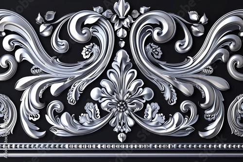 Black and Silver Wall With Decorative Design