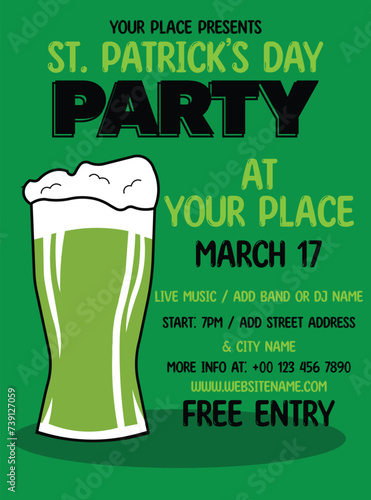 St Patrick's day party flyer poster social media post design