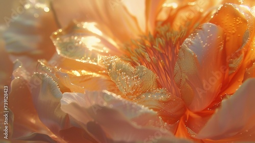 Metallic Majesty: Peony's macro petals are adorned with golden and silver dust, their majestic beauty unmatched.