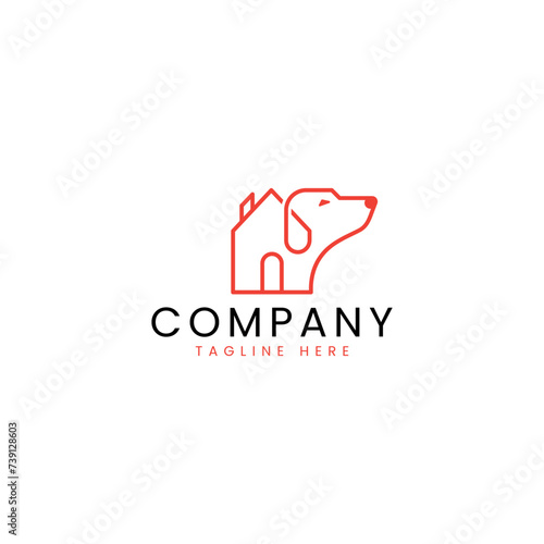 Dog with house home real estate construction architecture simple modern logo vector icon symbol editable design 