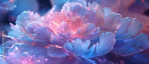 Radiant Peony Cosmos: Peony's beauty shines with luminescent ferrofluids and stardust, a radiant cosmic wonder. photo