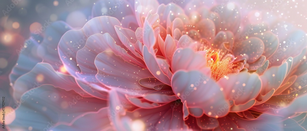 Stardust Euphoria: Peony's bloom is enveloped in a euphoric haze of stardust, evoking the magic of the cosmos. - obrazy, fototapety, plakaty 