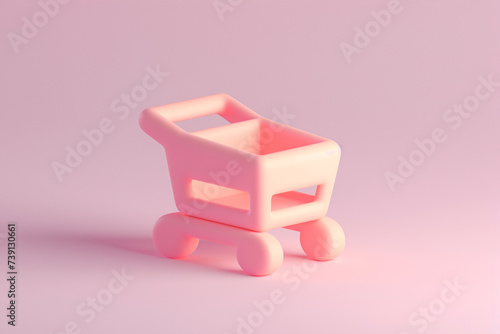 3D empty shopping cart for purchases on pastel background. Minimal design, cartoon creative icon. Sale, Black Friday concept, shopping season, purchase, discounts, shopaholic. Promotion, marketing