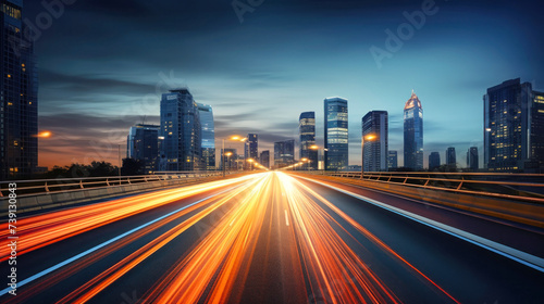Long Exposure City Night Photo  Blurred Lights Capture the Vibrant Energy of Urban Life