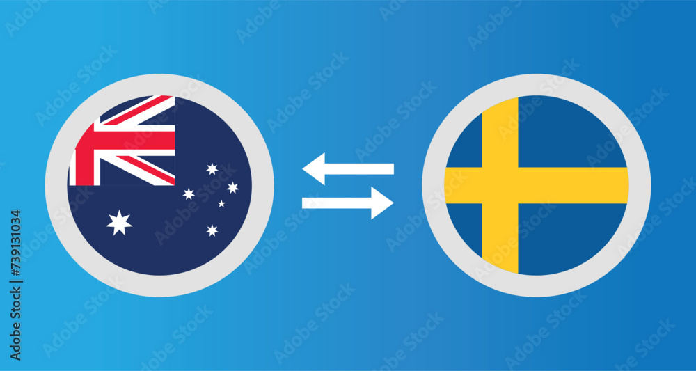round icons with Australia and Sweden flag exchange rate concept graphic element Illustration template design
round icons with Australia and Sweden flag exchange rate concept graphic element Illustration template design