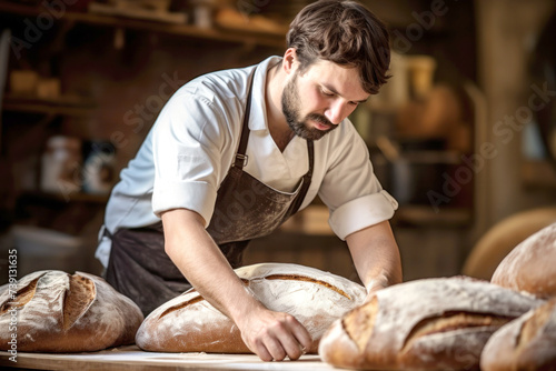 Male Baker Making Bread in Home Bakery