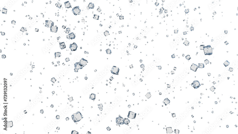 ice cube render 3D illustration on alpha channel	
