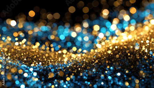 Abstract background with gold particle, Golden light shine particles Bokeh Effect Holiday Glitter, Generated AI