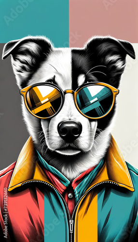 Hipster Dog Sporting Cool Sunglasses
