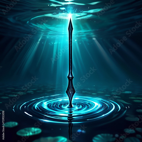 drop in the water, water,blue,spear