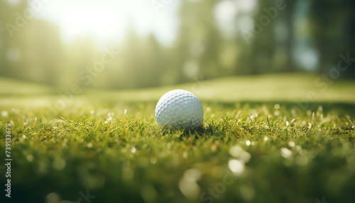 a golf ball sits on top of a golf course, generative ai