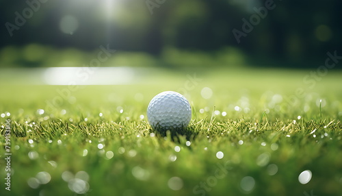 a golf ball sits on top of a golf course, generative ai