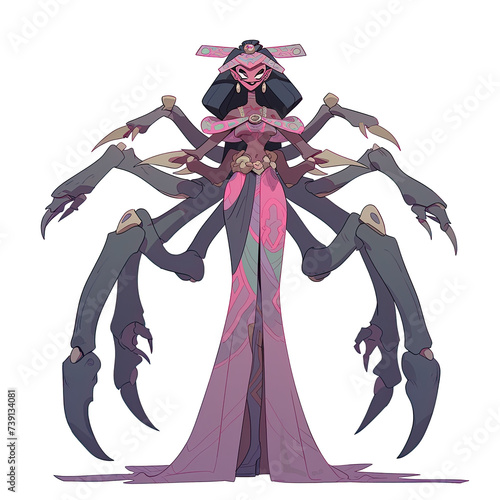 An illustration of Arachne, a humanoid spider