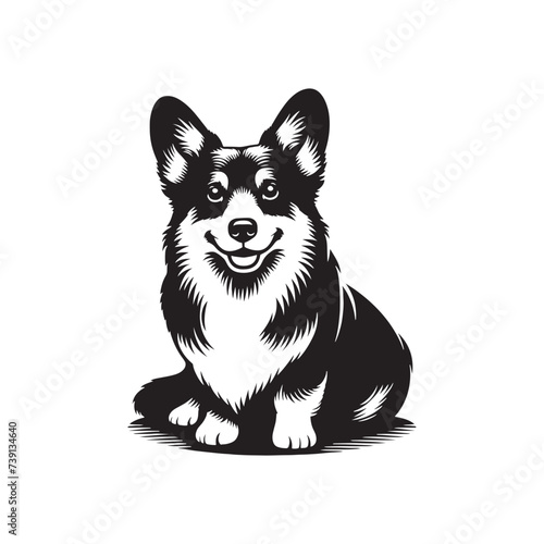 Cosmic Connections: Intricate Pembroke Welsh Corgi Silhouette Amidst Astral Beauty - Pembroke Welsh Corgi Illustration - Pembroke Welsh Corgi Dog Vector

