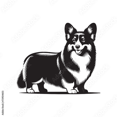 Starlit Whispers: Pembroke Welsh Corgi Silhouette in Silent Night - Pembroke Welsh Corgi Illustration - Pembroke Welsh Corgi Dog Vector

