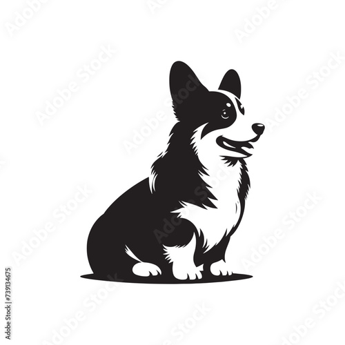 Midnight Marvel: Timeless Pembroke Welsh Corgi Silhouette in Dark Intrigue - Pembroke Welsh Corgi Illustration - Pembroke Welsh Corgi Dog Vector
