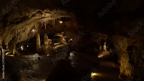 Beautiful shots of karst cave, Lipa Cave in Montenegro photo