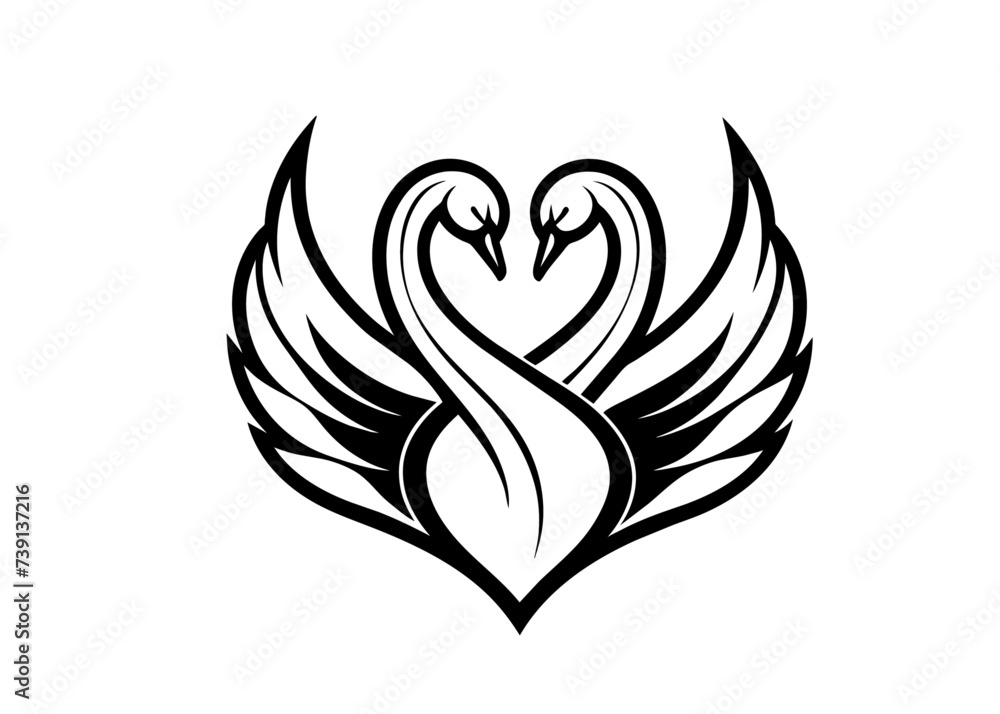 Fototapeta premium SWAN Couple love, creative, logo