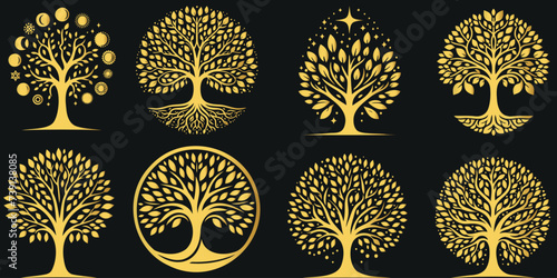 Tree of life, nature inspired art, wellness, spirituality, decor themes, intricate designs, silhouette, branches, leaves, patterns, black, white, roots, growth, organic, natural beauty, elegance, harm