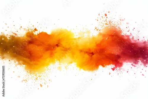 Vibrant Orange and Red Powder Explosion on White Background for Design Concepts