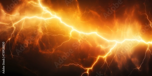 Energetic bolt illuminates darkness exuding raw power and electrifying ambiance. Concept Lightning Photography, Dynamic Atmosphere, Power and Energy, Darkness and Light, Electrifying Mood