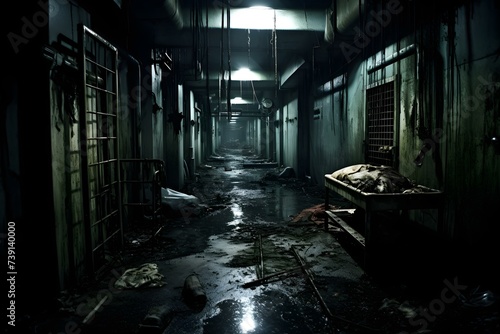 Eerie abandoned mental hospital with terrifying zombies. Concept Zombie Apocalypse, Haunted Asylums, Abandoned Buildings, Eerie Surroundings, Horror Genre