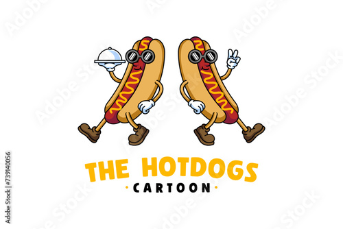 hotdog cartoon character illustration for food and beverage and restaurant business