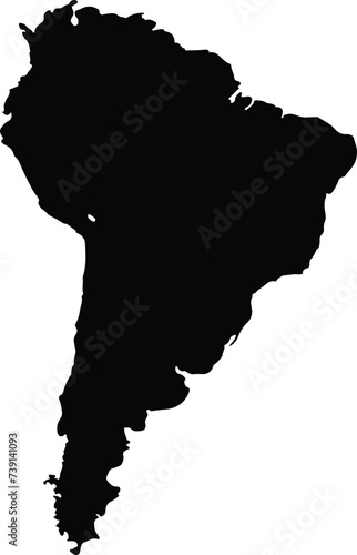Black map of south america for your design, concept Illustration.