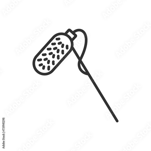 Boom microphone. Stick microphone, linear icon. Line with editable stroke