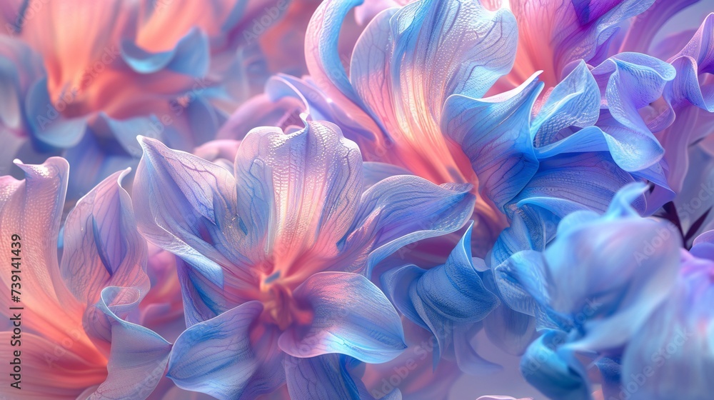 Hyacinth Serenity: Close-up reveals fluid petal twists with calming rhythms.