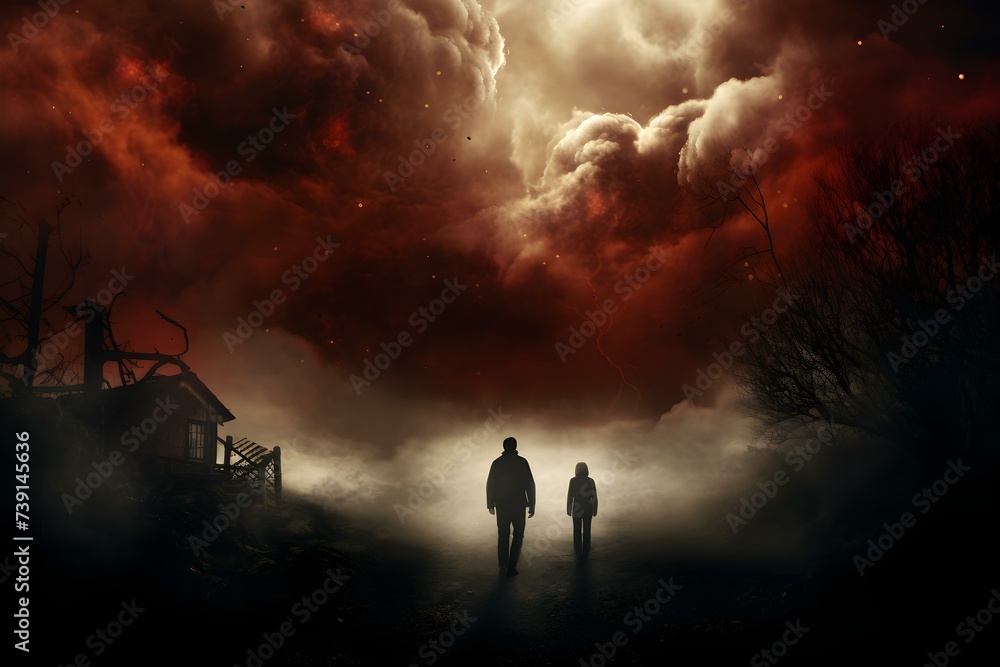 Spooky clouds and grungy smoke add mystery to a horror movie poster. Concept Horror Poster, Spooky Clouds, Grungy Smoke, Mystery, Movie Poster