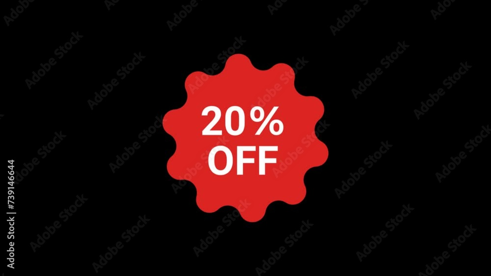 20 percent off Badge Animation with transparent background 