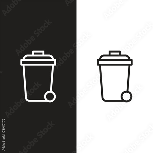 Garbage bins set. Colorful trash cans with recycling icon. Waste sorting containers. Vector illustration.