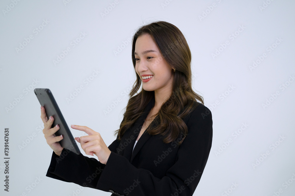 White collar worker show positive emotion on white background. White collar worker show positive emotion on white background.