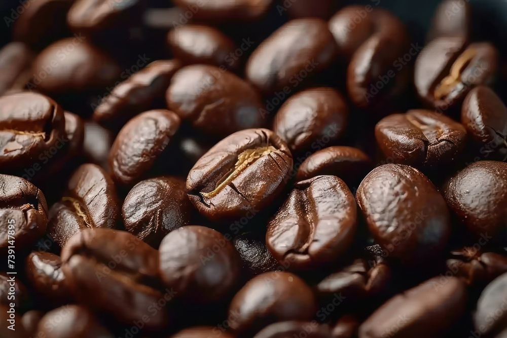 Close up of coffee beans as textured background detailed view capturing essence of freshly roasted beans perfect for espresso and gourmet beverages embodying rich aroma and energy of morning Close up of coffee beans as textured background detailed view capturing essence of freshly roasted beans perfect for espresso and gourmet beverages embodying rich aroma and energy of morning