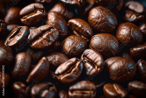 Close up of coffee beans as textured background detailed view capturing essence of freshly roasted beans perfect for espresso and gourmet beverages embodying rich aroma and energy of morning