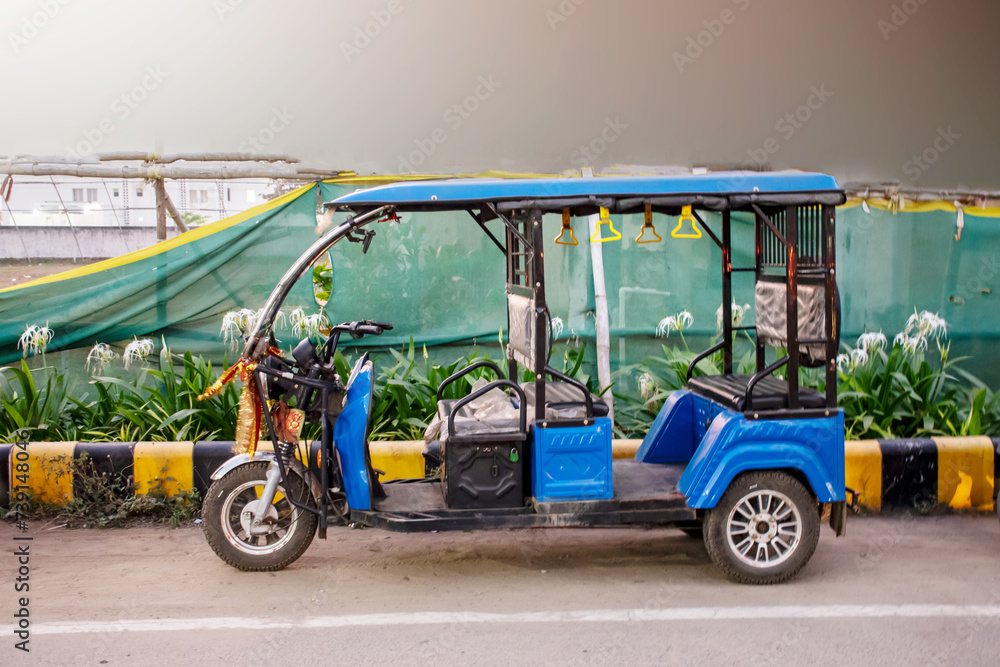Environmental friendly Battery Operated Autorickshaw at Puri, India.