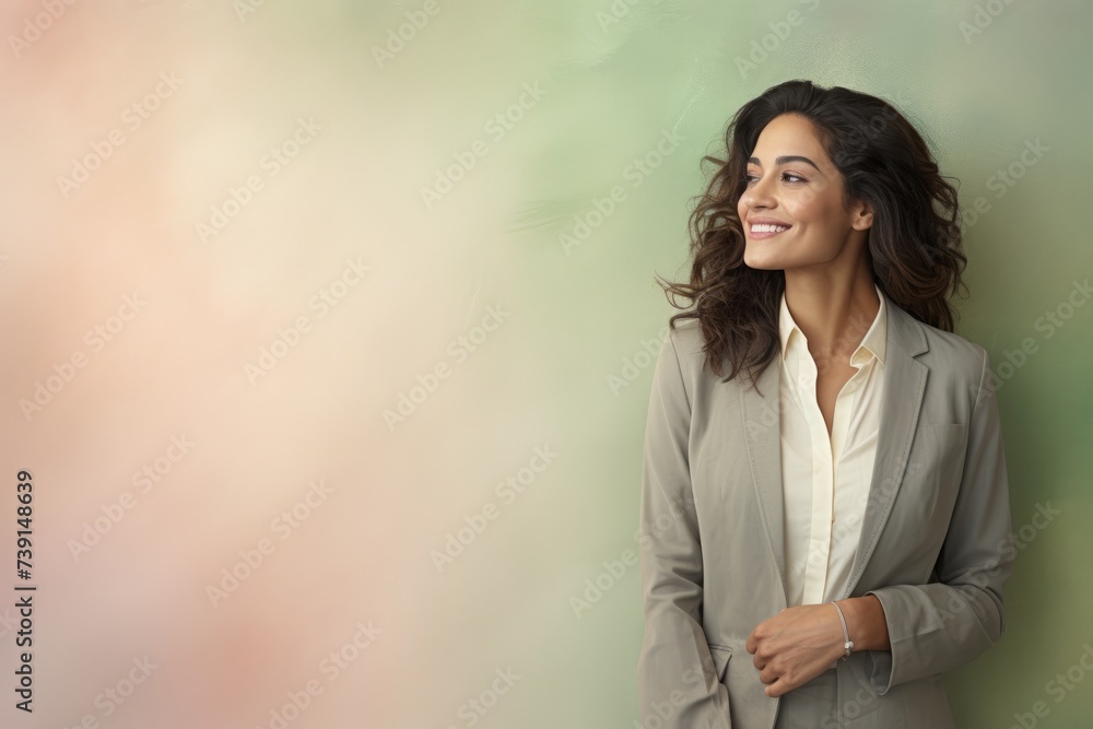 A background image featuring a smiling businesswoman offers room for customization, allowing for personalized additions or modifications. A background image featuring a smiling businesswoman offers room for customization, allowing for personalized additions or modifications.