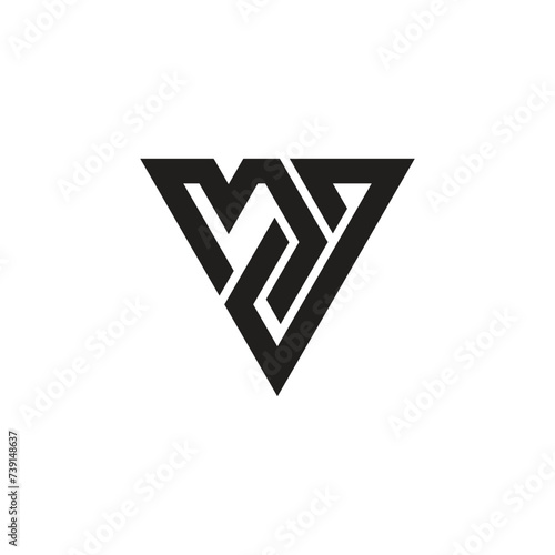 Triangle Letter MJ Logo Design Vector